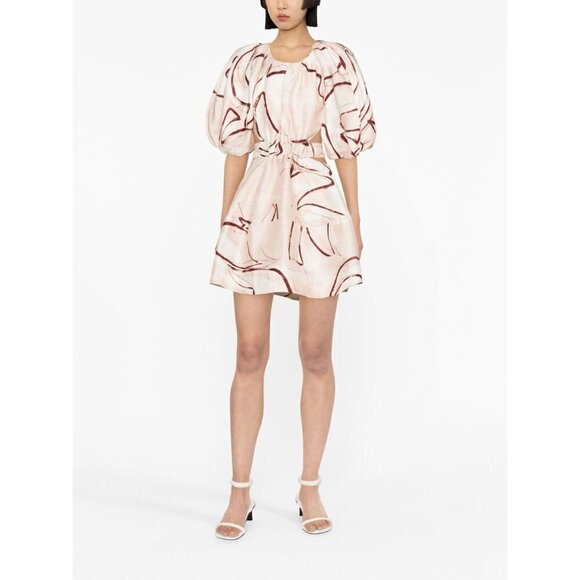 AJE Psychedelia Cut Out Mini Dress in Whimsical Dove 2 New Womens Cut out Party - Picture 14 of 16